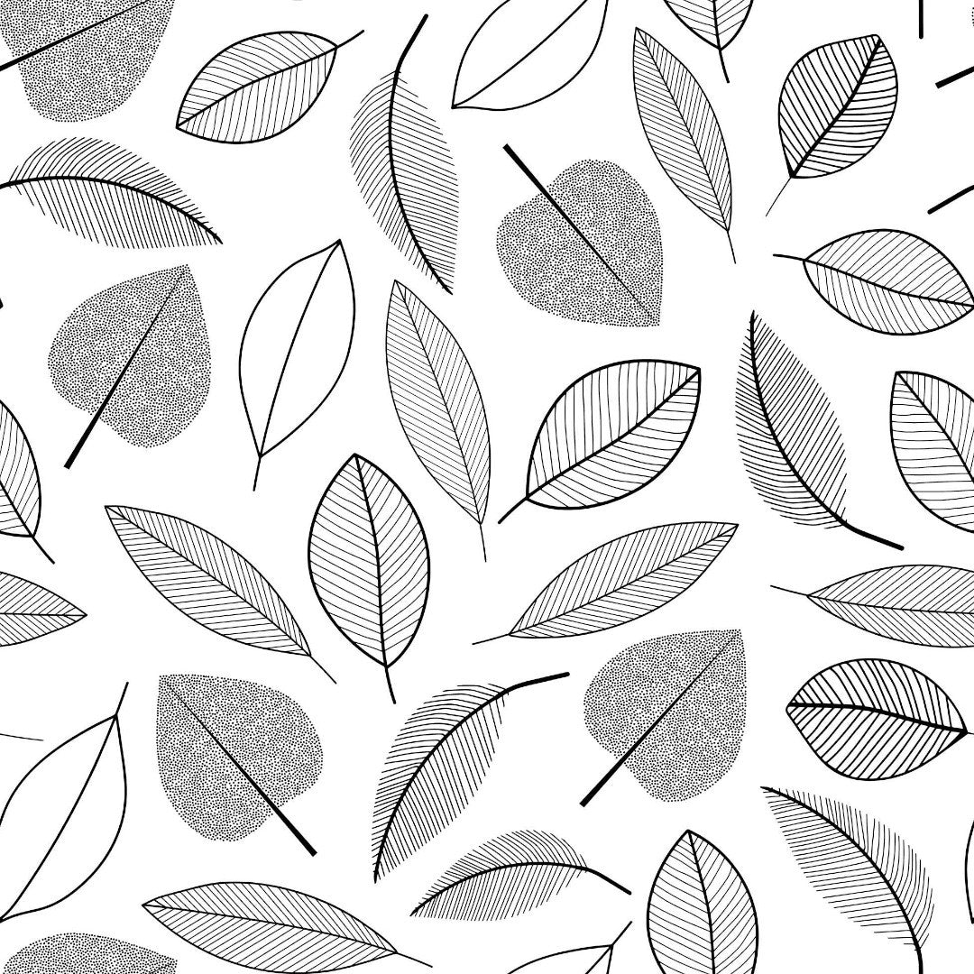 Feuillette Black Glitter - Kraftig gennemsigtig voksdug med stregblade og glittereffekt