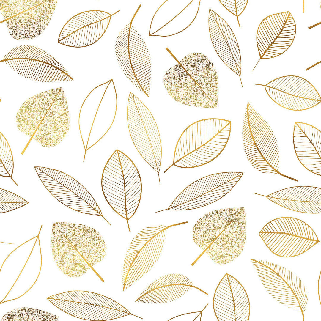 Feuillette Gold Glitter - Kraftig gennemsigtig voksdug med stregblade og glittereffekt