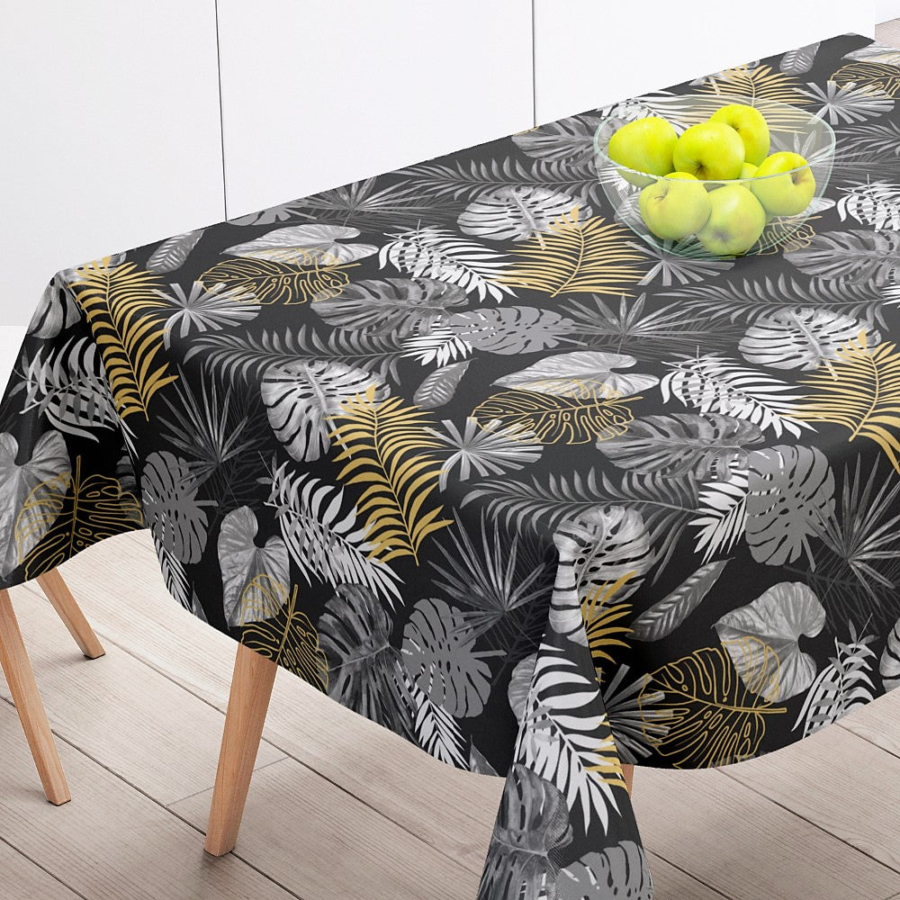 Ficusor Black Metallic - Voksdug med bladmønster og flot struktur