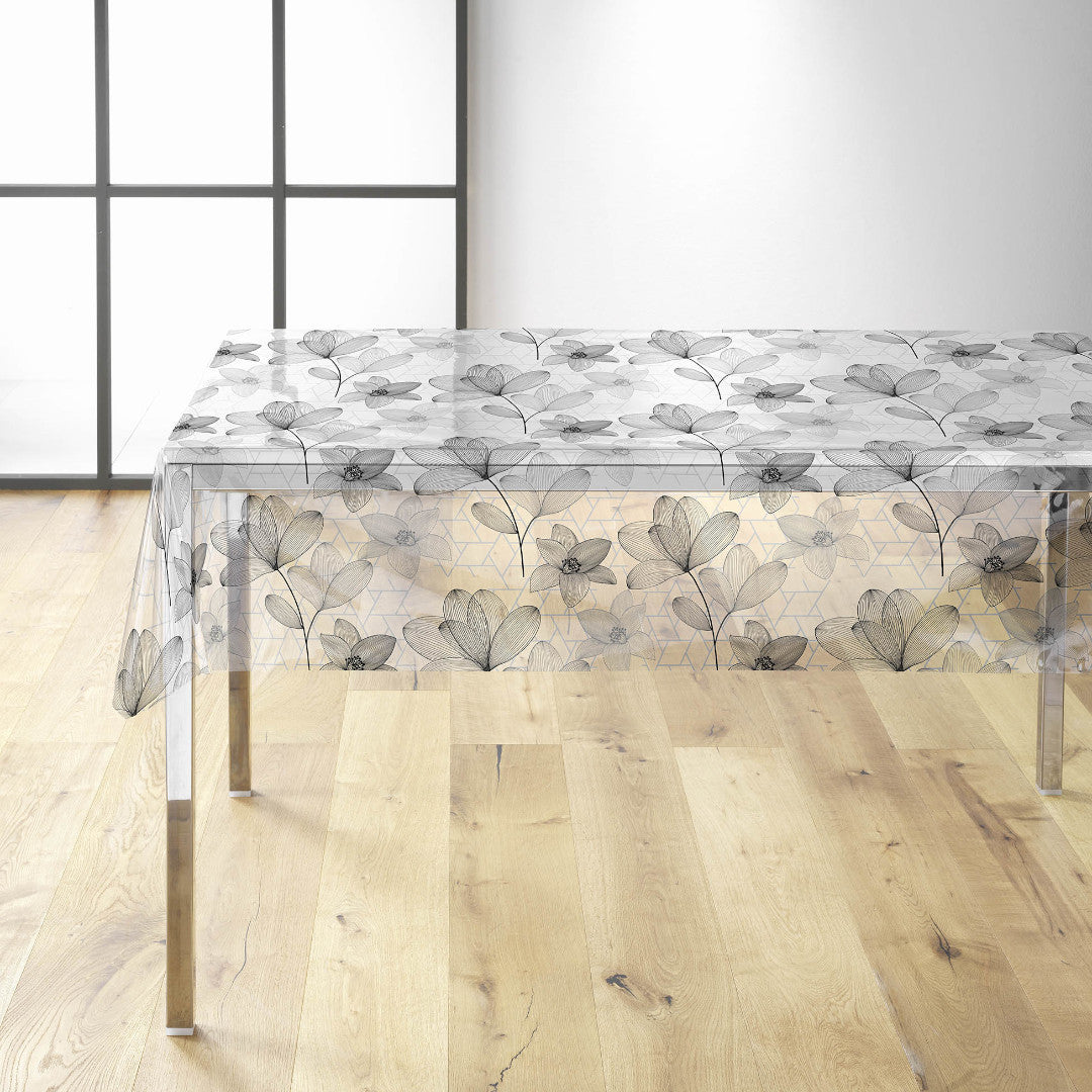 Filicity - Gennemsigtig voksdug med stregtegninger af blomster og blade, miljø