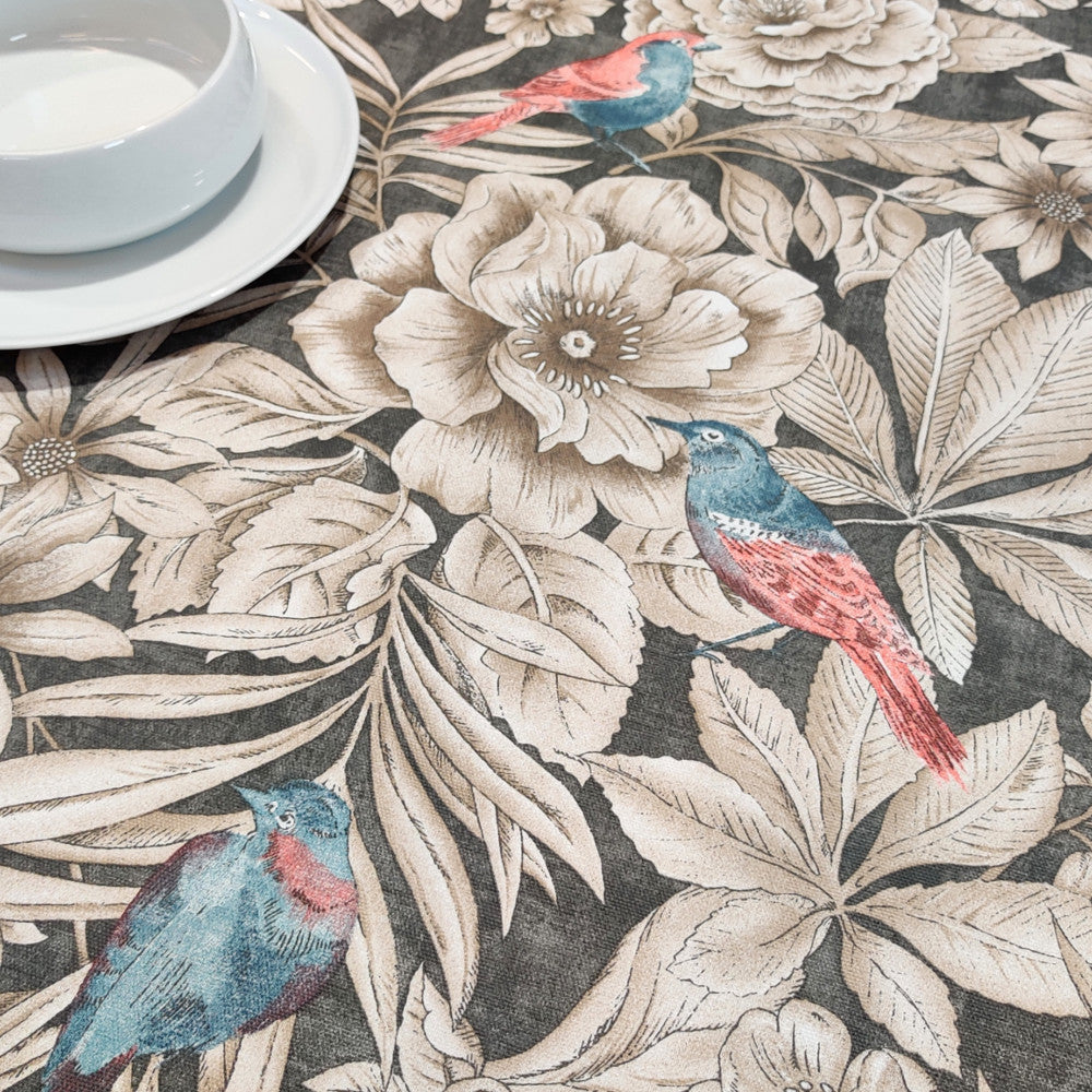 Finkens Dans - Akryldug med prægtige blomster og fugle