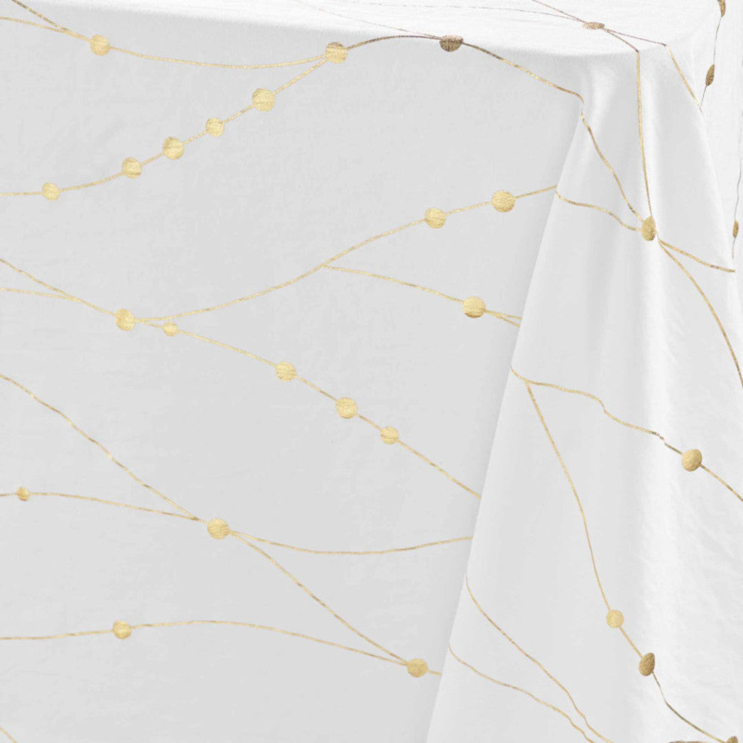 Firmament Metallic Print Hvid/guld - Hvid nytårs/juledug med guldprint, 140 x 240 cm, moenster