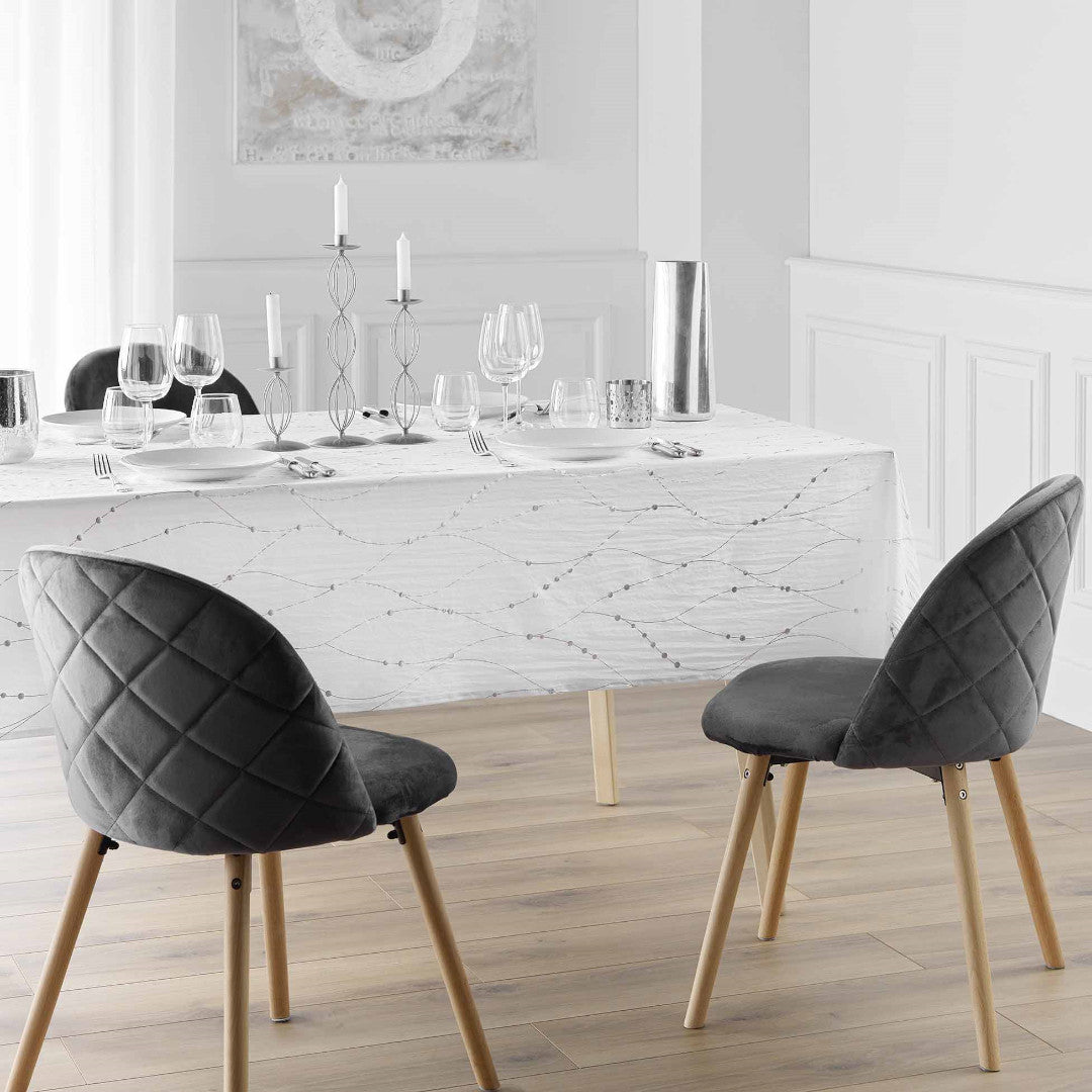 Firmament Metallic hvid mikrofibre dug med sølvstjerner i miljø