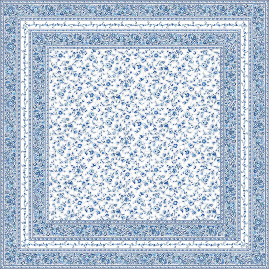 Fleurs Des Champs Blå/hvid - Rektangulær provencedug 160 x 250 cm, motiv