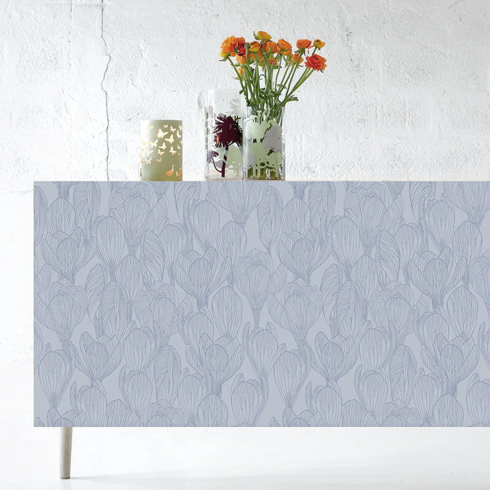 Flora Helikon Blue - Notes by Susanne Schjerning - akryldug med antiskrid