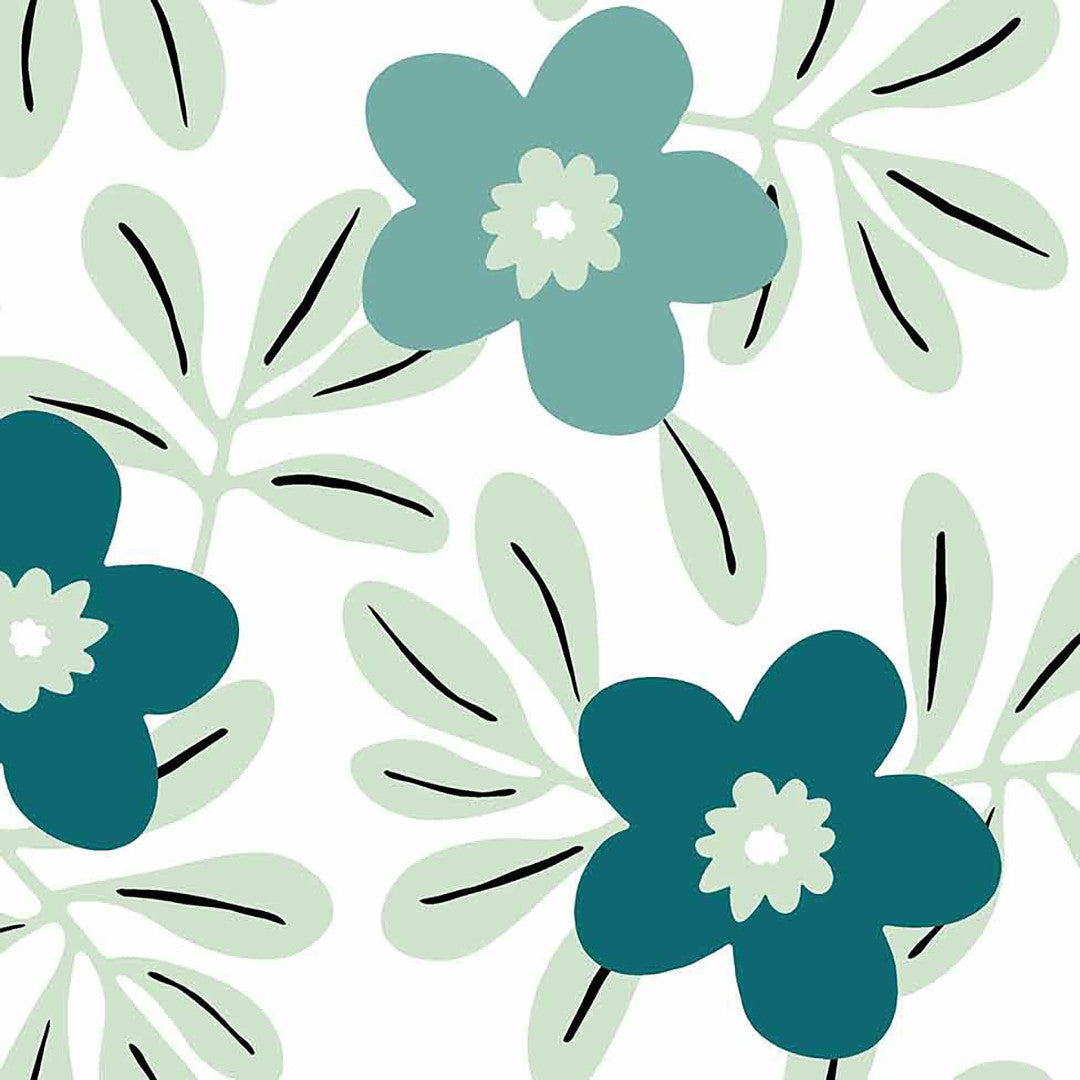 Flory Blue - Elegant voksdug med friske blå blomster, mønster