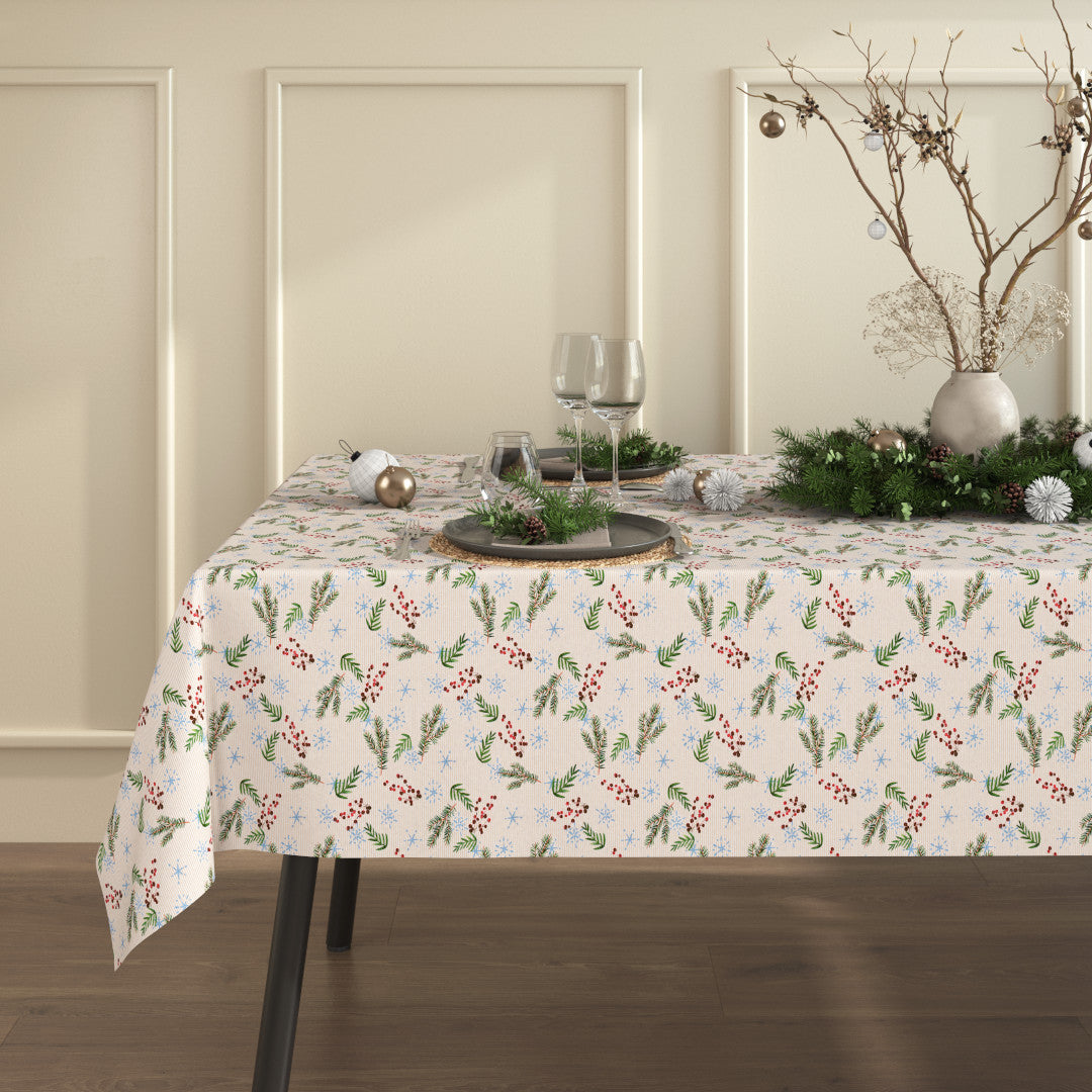 Frost og Evergreens - Akryldug med jul-og vintermotiver, med lurex og antiskrid