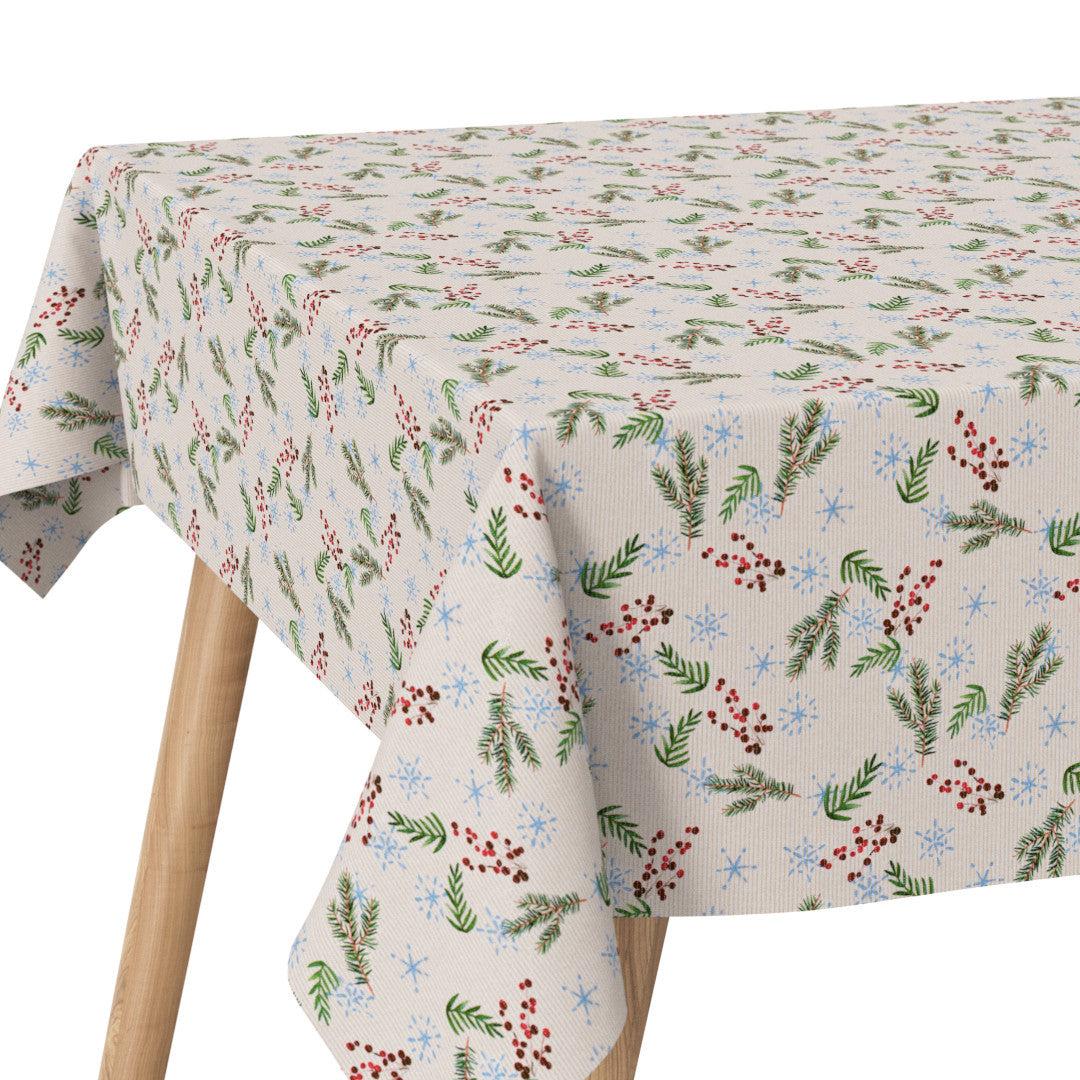 Hjørnebillede af Frost og Evergreens - Akryldug med jul-og vintermotiver.