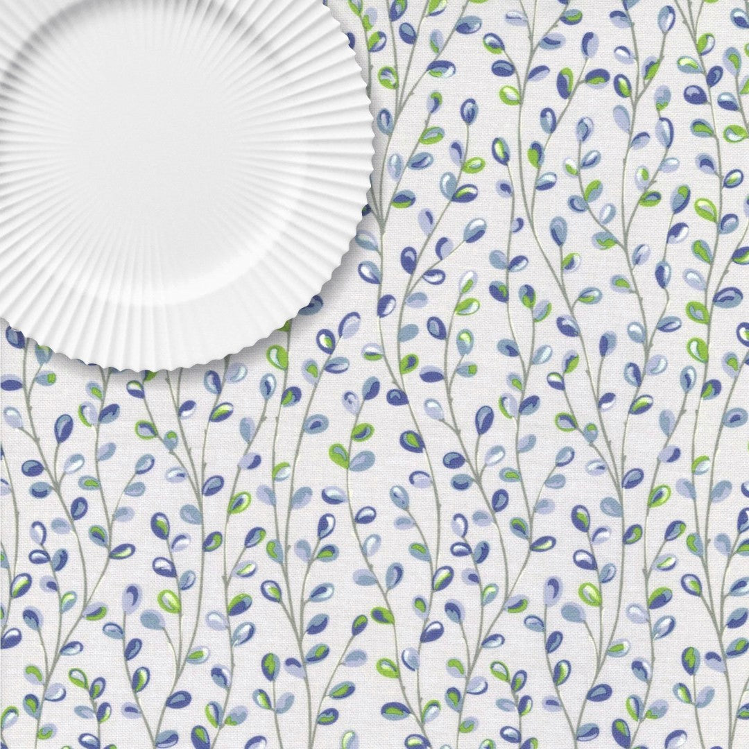 Gæslinger på Gren Blå - Lys blå/grå akryldug med gæslinger på gren