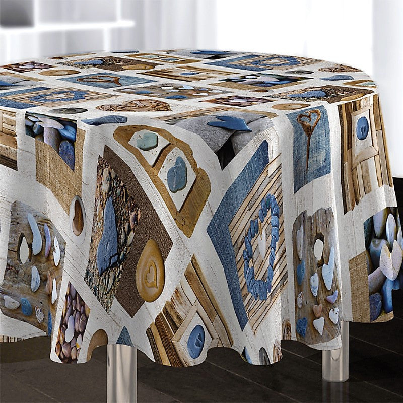 Garlet, rund dug Ø 180 med sten motiver