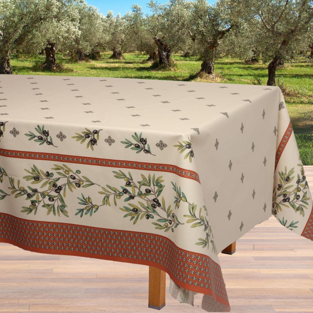 Garance Argile - Provence akryldug med oliven - 155 cm bred