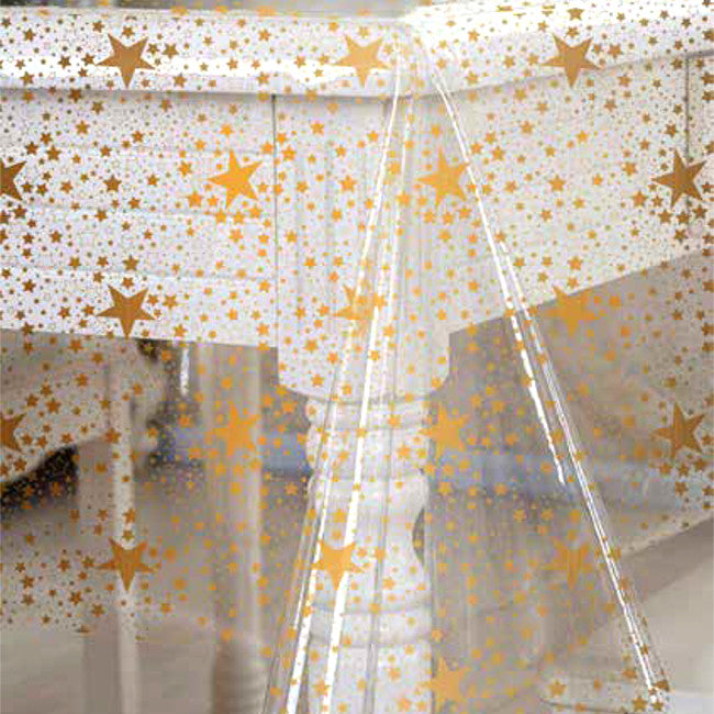 Gennemsigtig julevoksdug - Stjernehimmel Guld