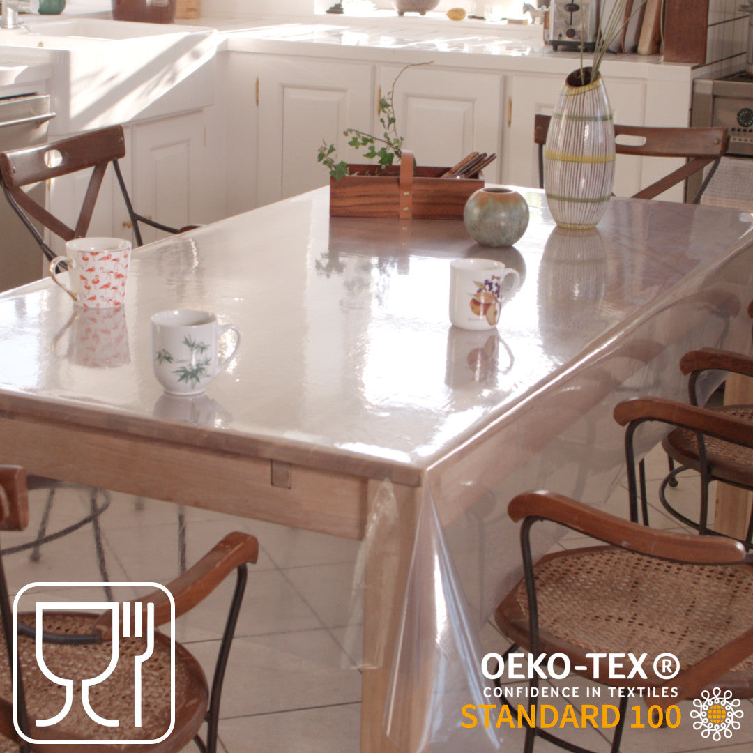 Gennemsigtig voksdug klar plast - 0,2 mm tyk/140 cm bred