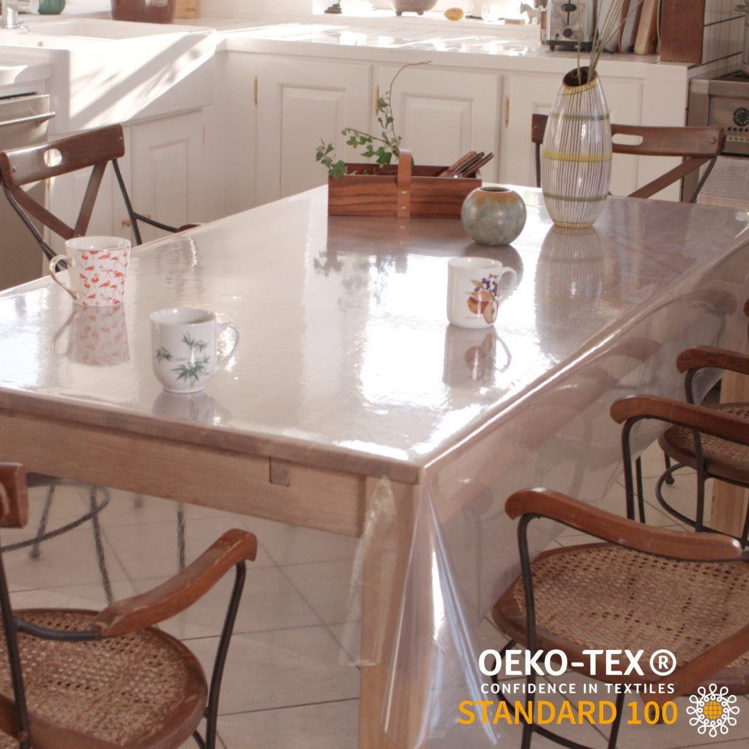 Gennemsigtig voksdug klar plast - 0,2 mm tyk/160 cm bred