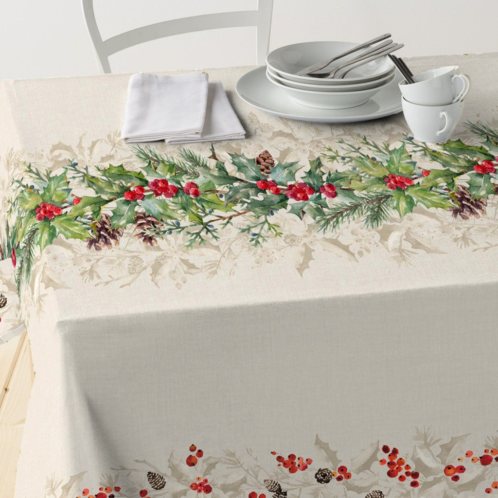 Gloria - Juleakryldug med smukke kogler, bær, grankviste