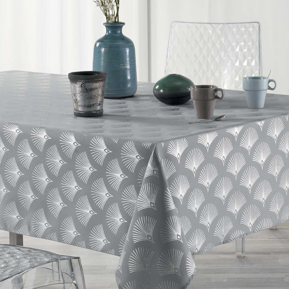 Goldy Metallic Print - Grey/Silver - Dug med anti-plet - 150 x 240 cm