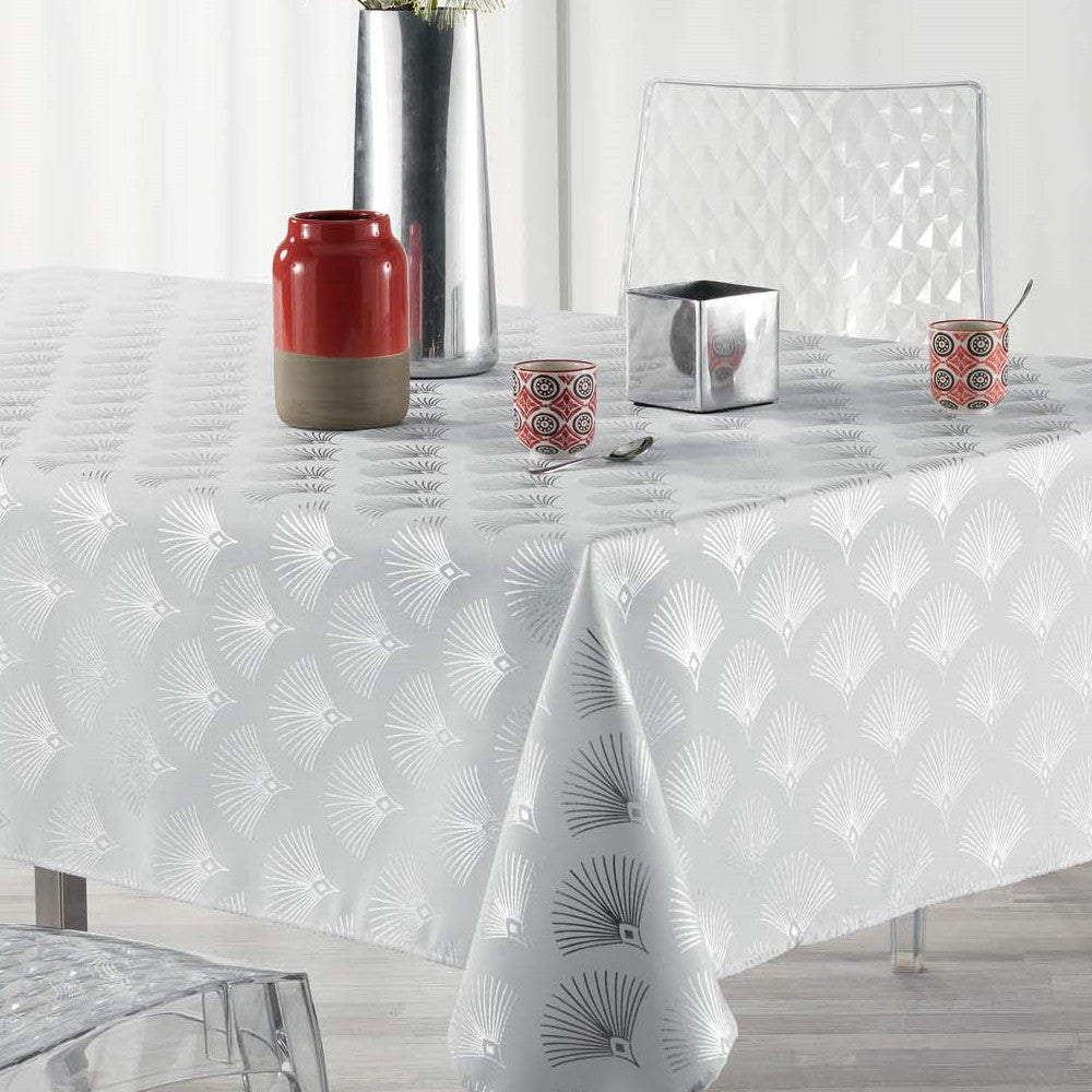 Goldy Metallic Print - White/Silver - Dug med anti-plet - 150 x 300 cm