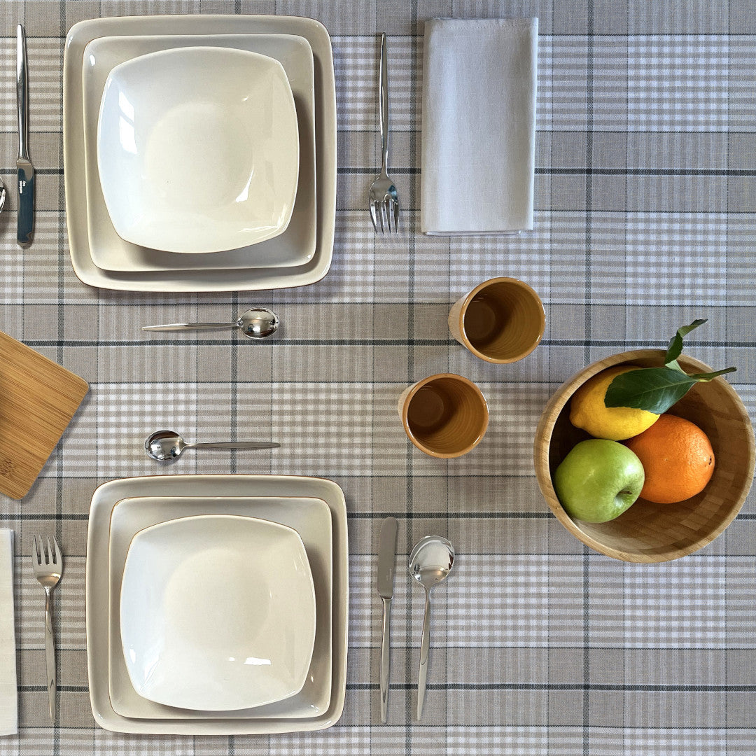 Grå Nordisk Olmer Tern - Akryldug i rustikt hørlook, opdækning