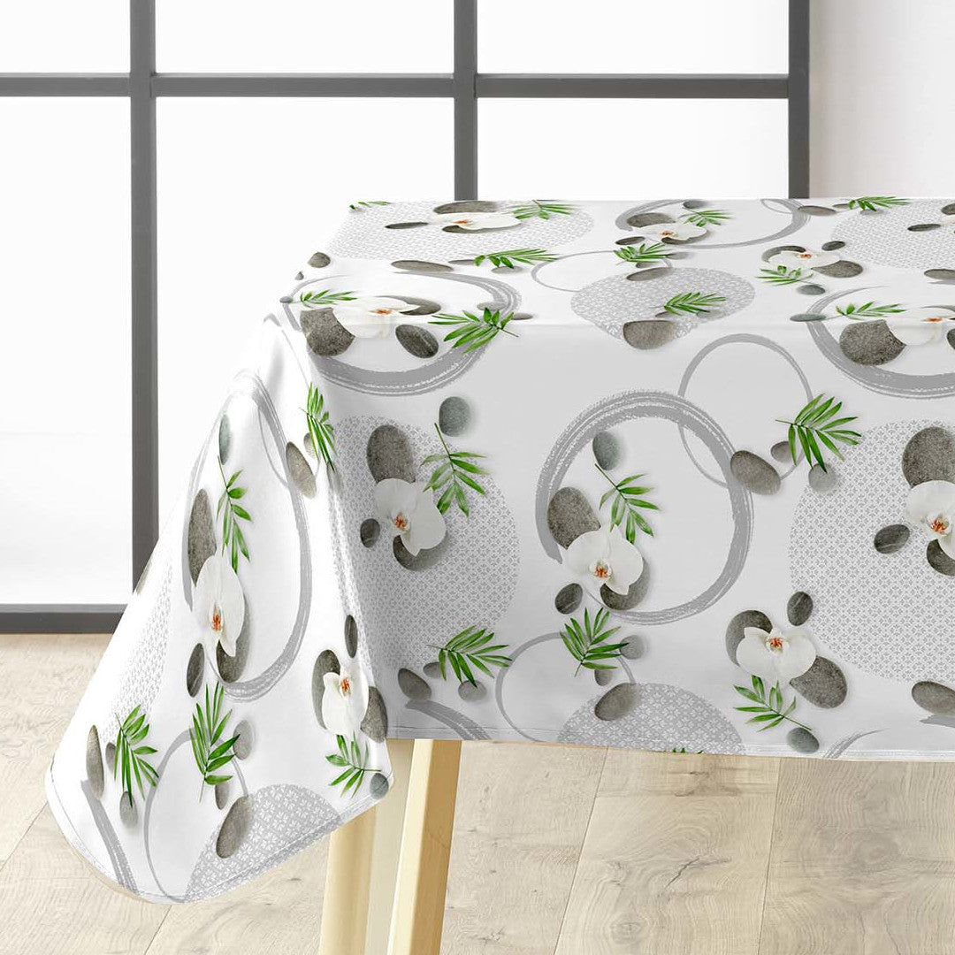 Gravity - Rolig voksdug med orkidéer og sten, hjørne