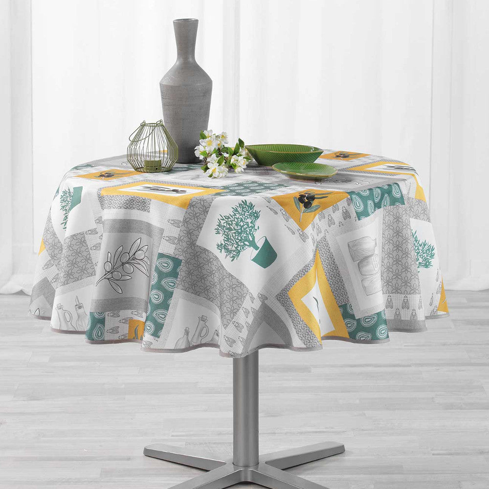 Graziella Yellow/Green, Ø 180 cm, rund dug med anti-plet