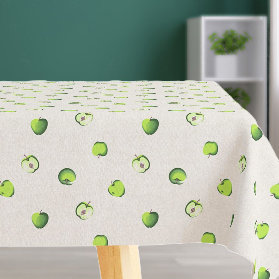 Green Apple - Lys meleret akryldug med grønne æbler
