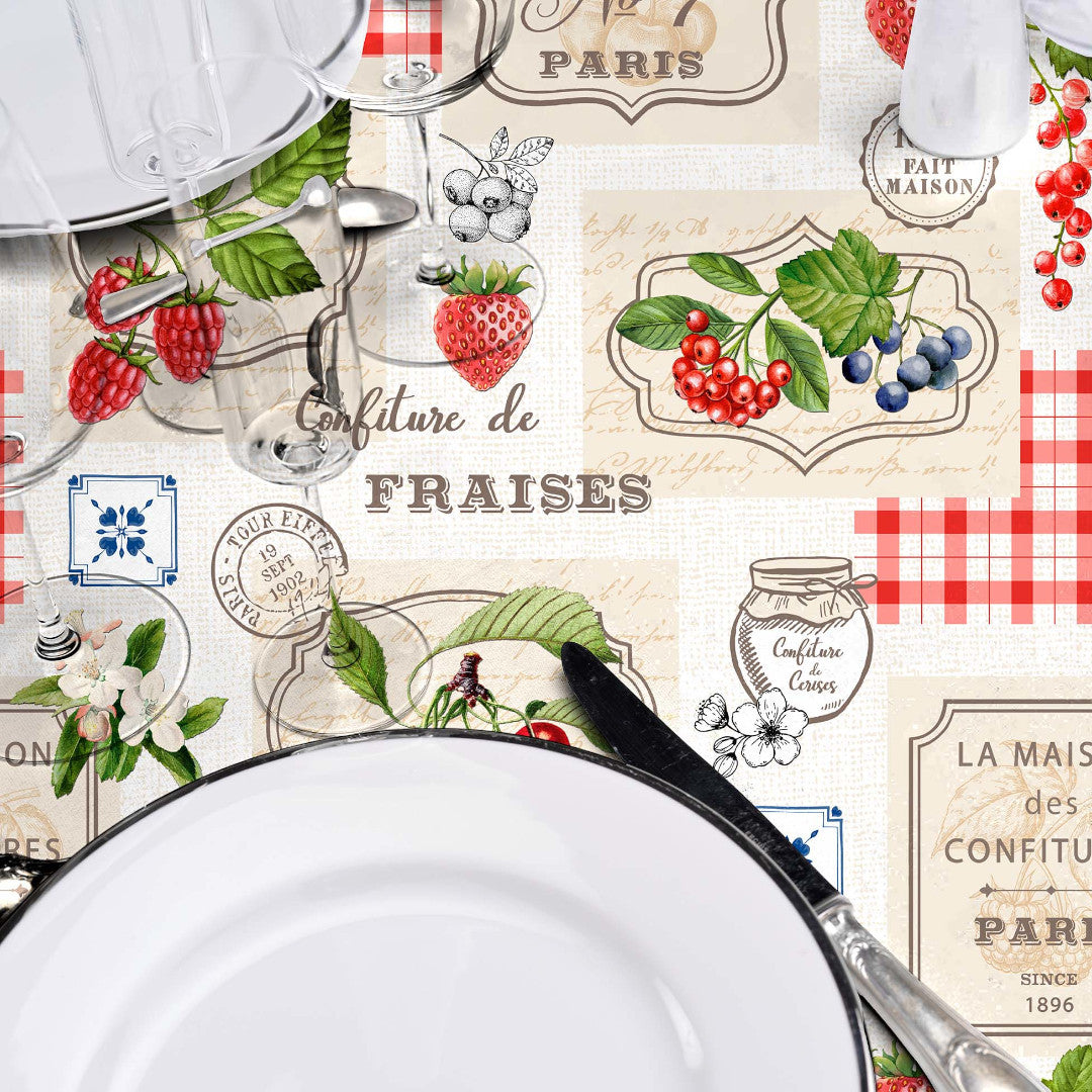 Griotte - Nostalgisk fransk voksdug med frugtmotiv, detaljer