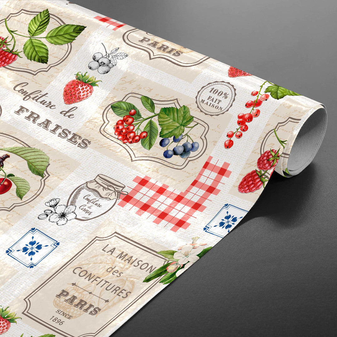 Griotte - Nostalgisk fransk voksdug med frugtmotiv, rullet