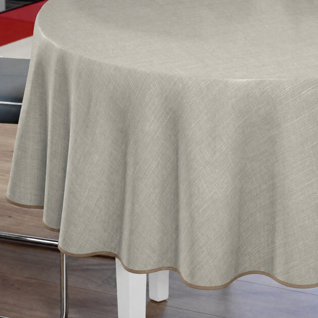 Groblad Beige – Rund voksdug med kantbånd Ø 180 cm
