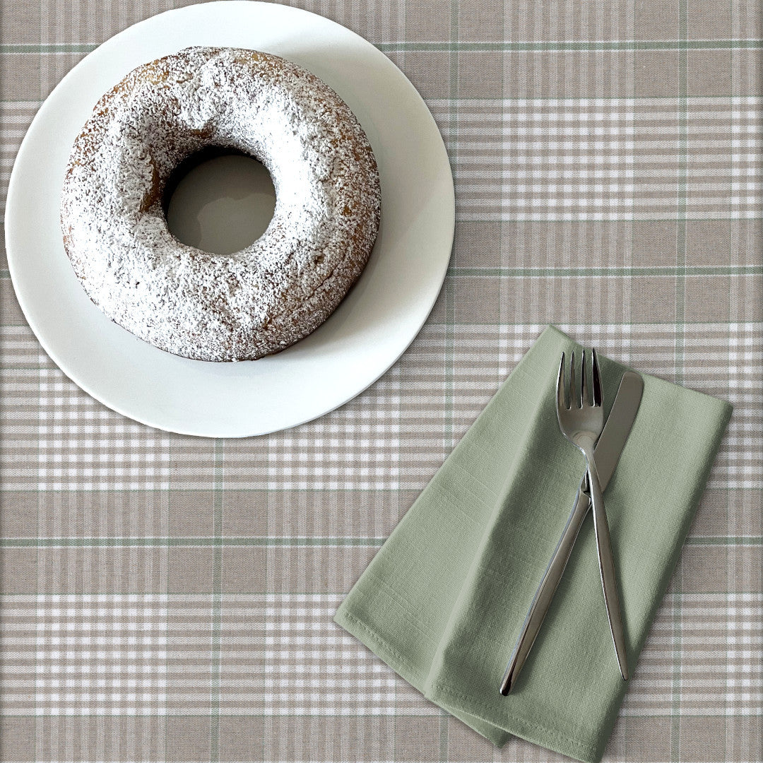 Grøn Nordisk Olmer Tern - Akryldug i rustikt hørlook