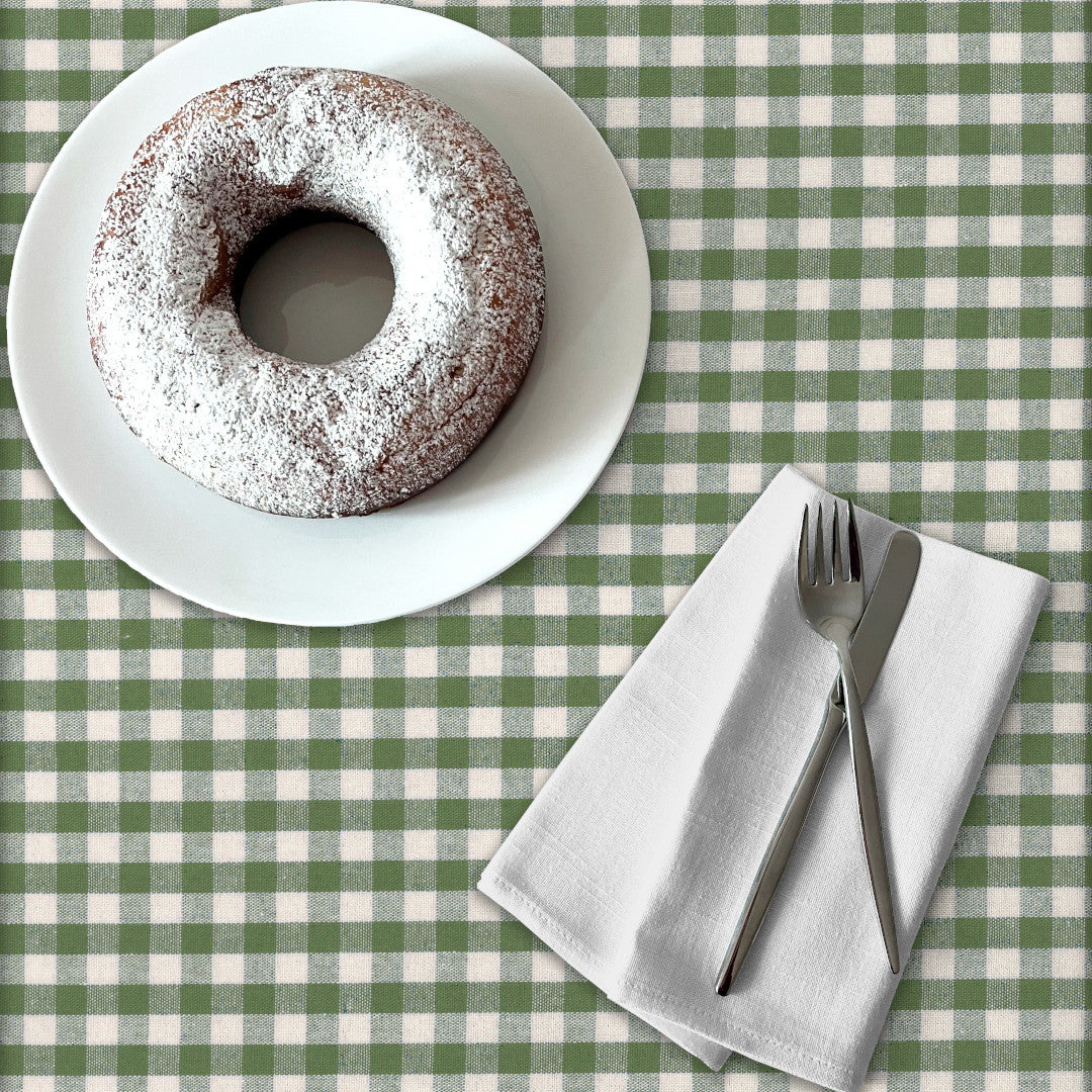 Grøn Nordisk Tern - Akryldug i rustikt hørlook