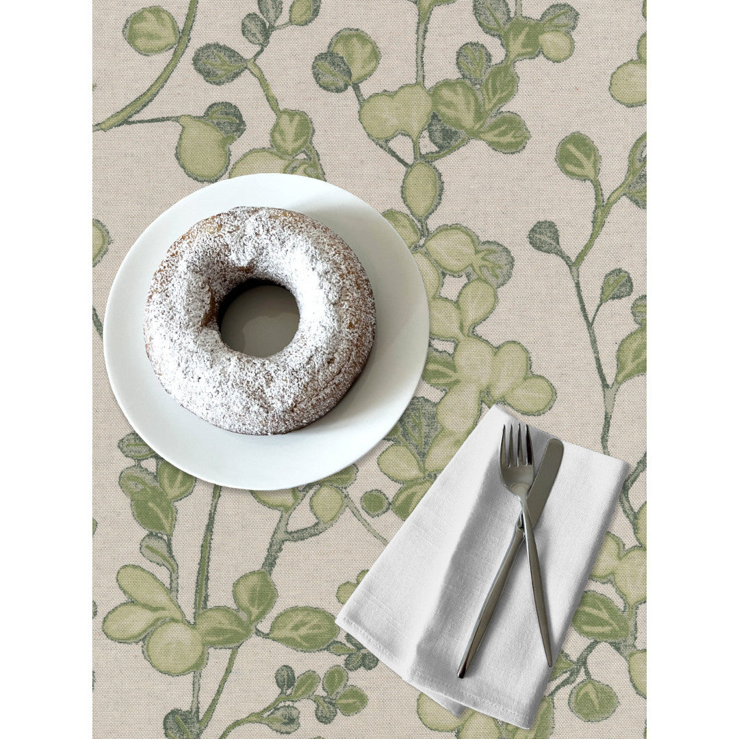 Grøn Vildvin - Akryldug i hørlook, detaljer