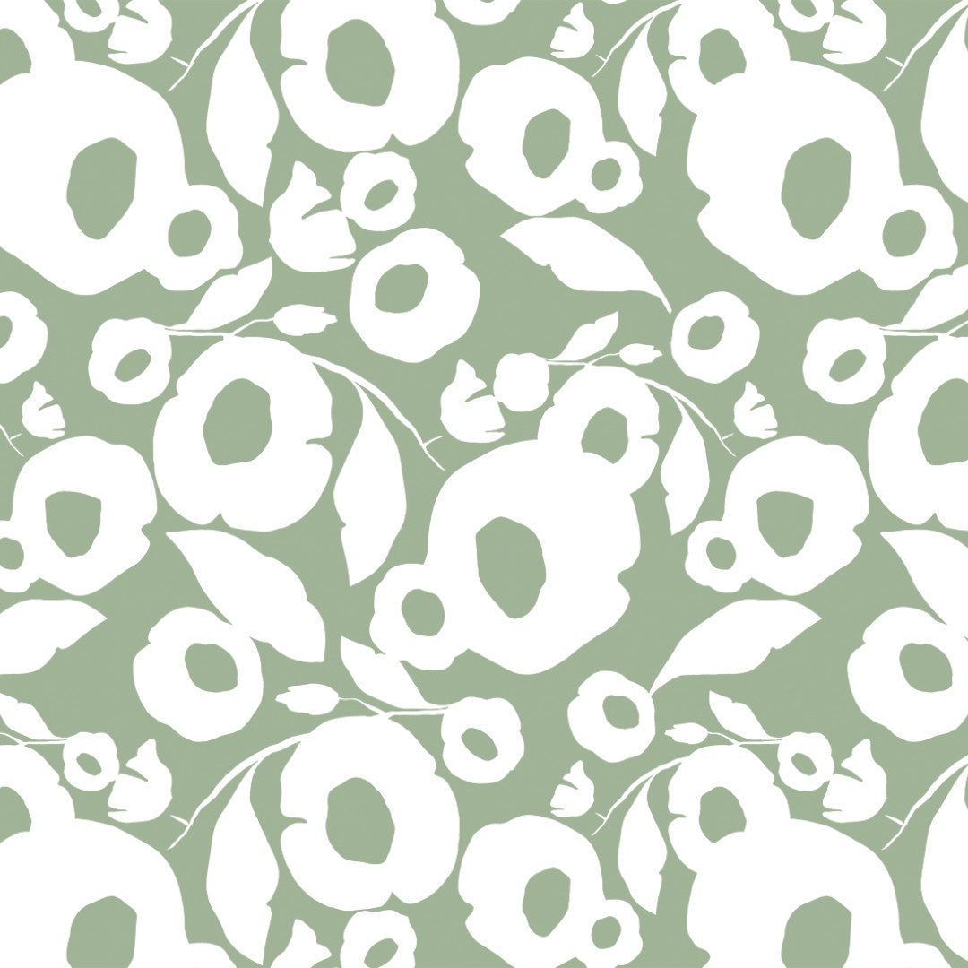 Growing Up Sage - 160 cm bred voksdug med abstrakt blomstermotiv