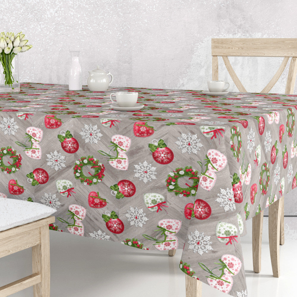 Guirnalda Grå - Romantisk juleakryldug med hjerter, sløjfer, iskrystaller