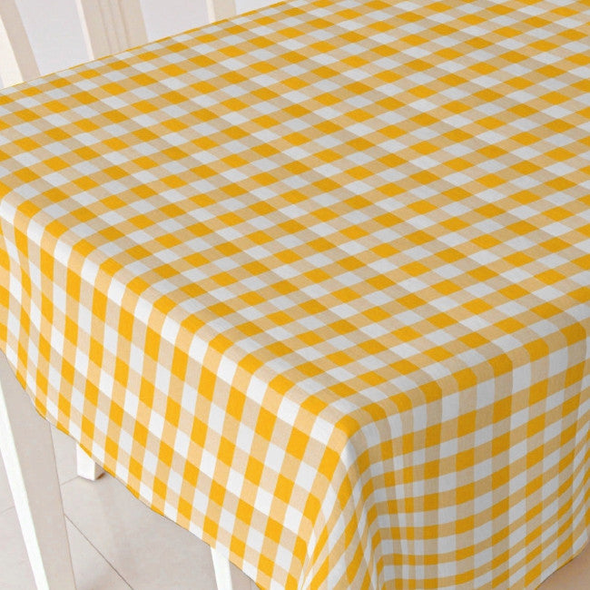 Guld hvid ternet voksdug, 140 cm bred