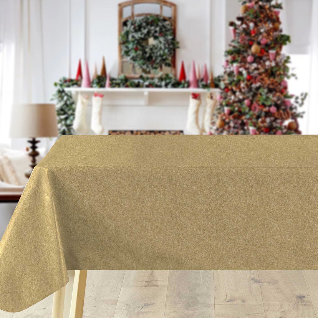 Guldskær - Ensfarvet guld julevoksdug i metallook i miljø