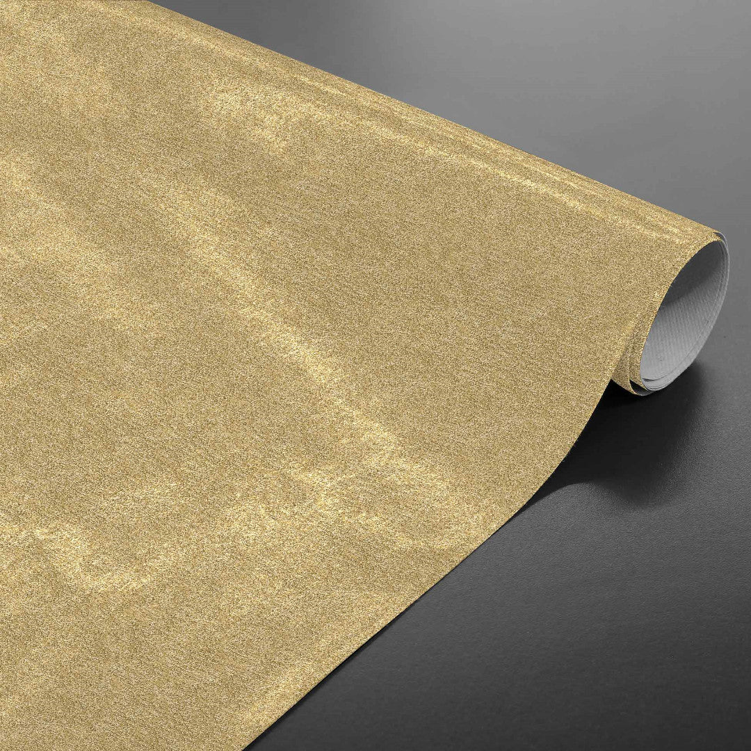 Oprullet ensfarvet guld julevoksdug i metallook