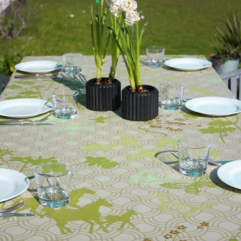 Happy Horses grøn - Notes by Susanne Schjerning - akryldug med antiskrid