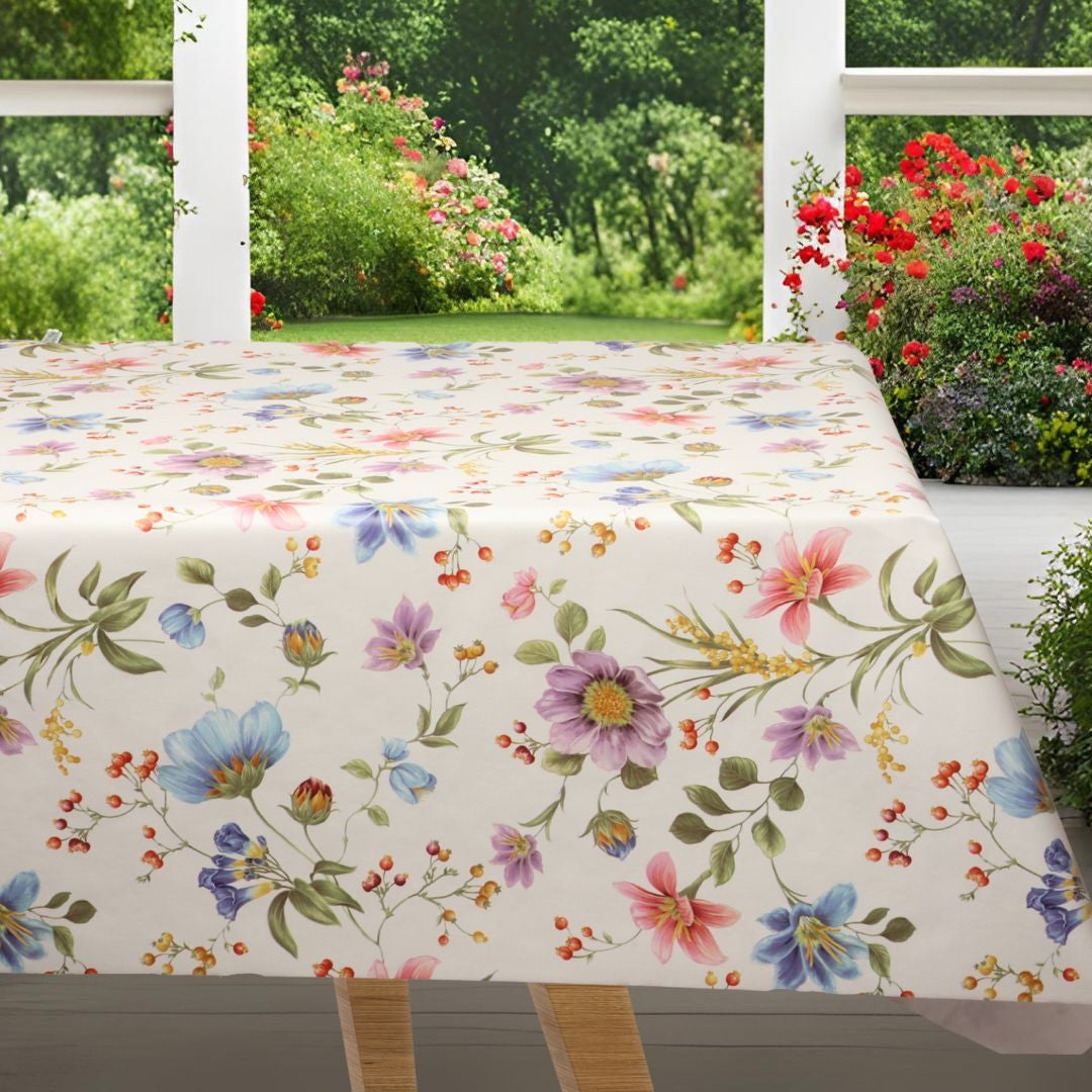 Havens Flor - Voksdug med udsprungne blomster i mange farver