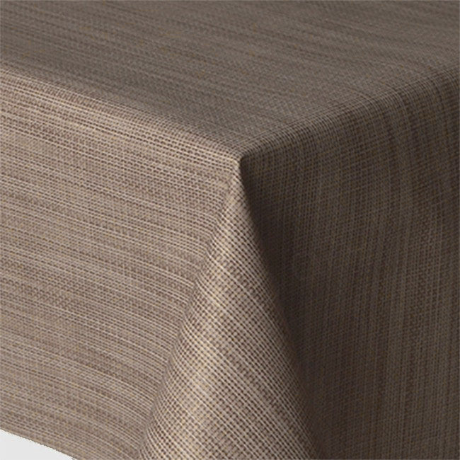 Hessian look, ensfarvet retro voksdug i 70´er stil, 140 cm bred - Taupe