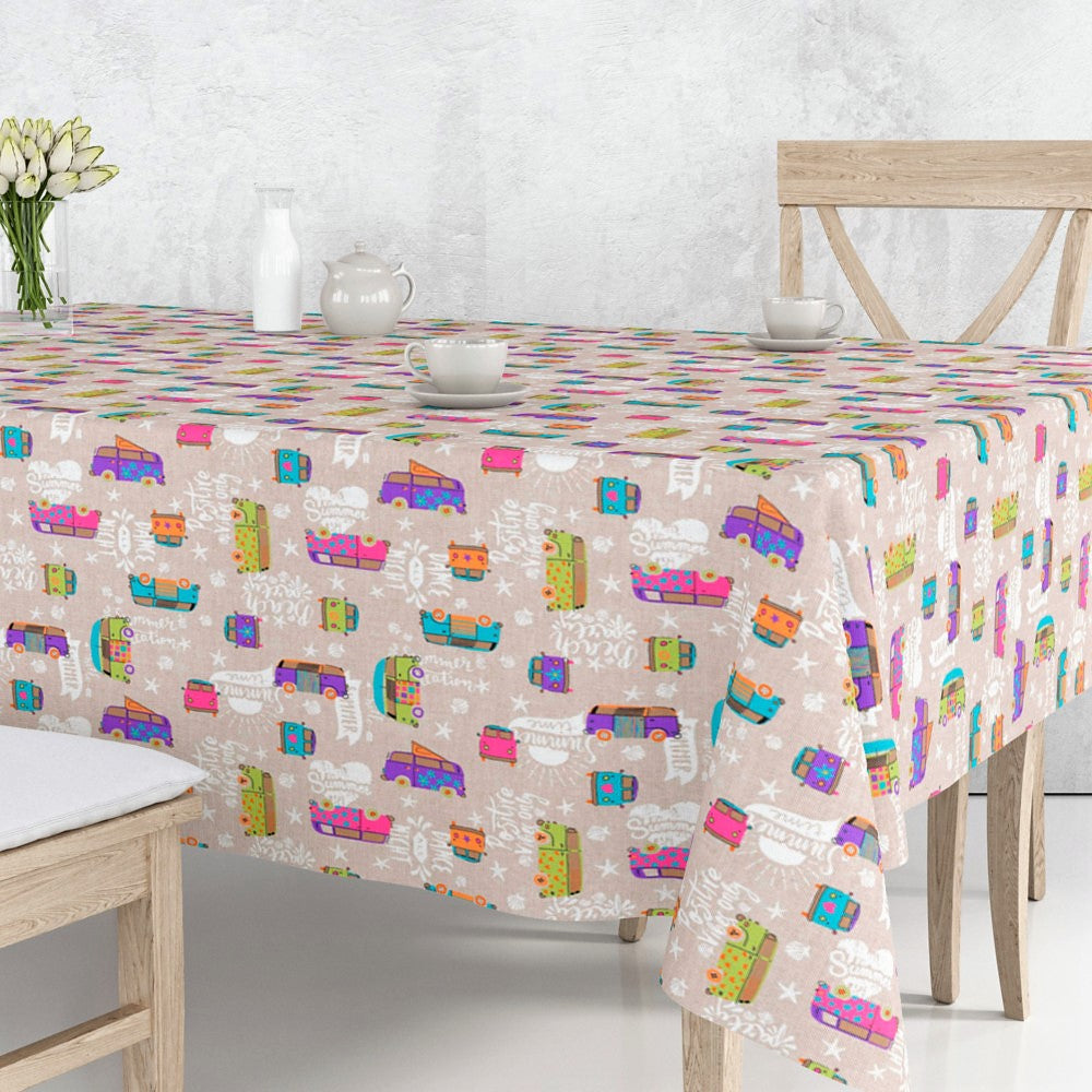 Hippie - akryldug med farverige minibusser