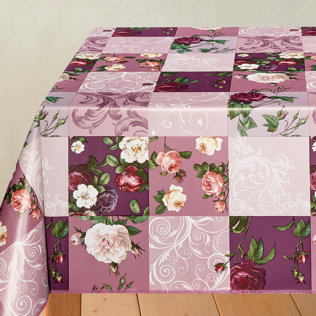 Historiske Roser Lilla - Voksdug med smukke roser