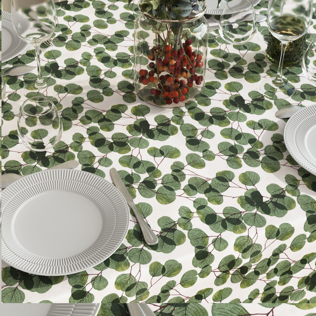 Hjerteblad Grøn - Akryldug med flot borddækning