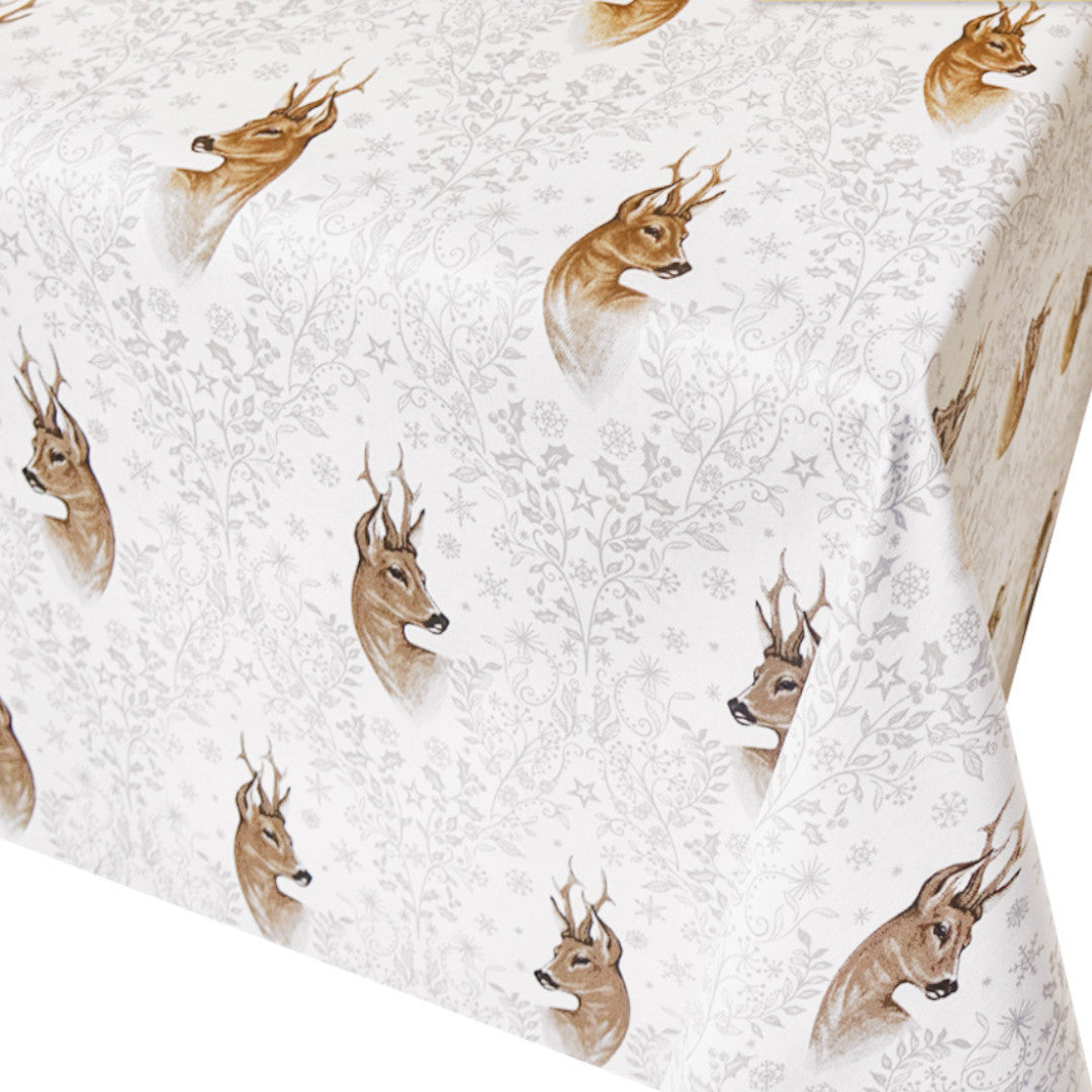 Hjortemotiv og Vinterornamenter - Juledug med praktisk akrylbelægning