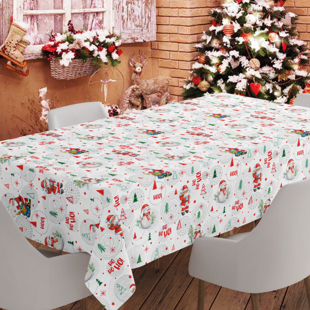 Ho Ho Ho Grå - Julevoksdug med Julemanden og Snemænd