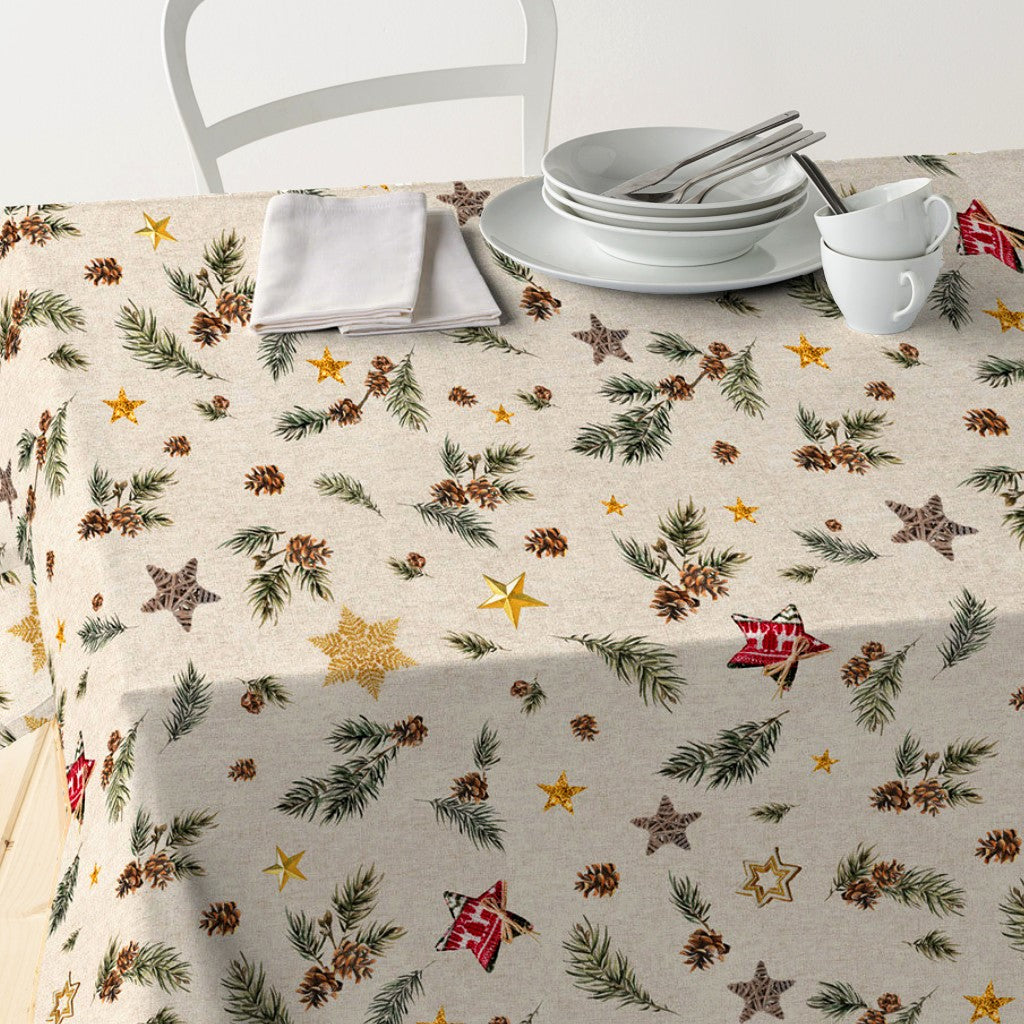 Hogui - Juleakryldug med små grankviste, kogler og dejlige stjerner