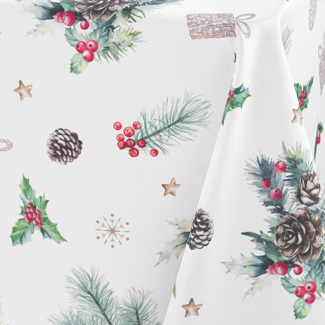 Hollystar 150 x 300 cm, rektangulær juledug med anti-plet, nærbillede