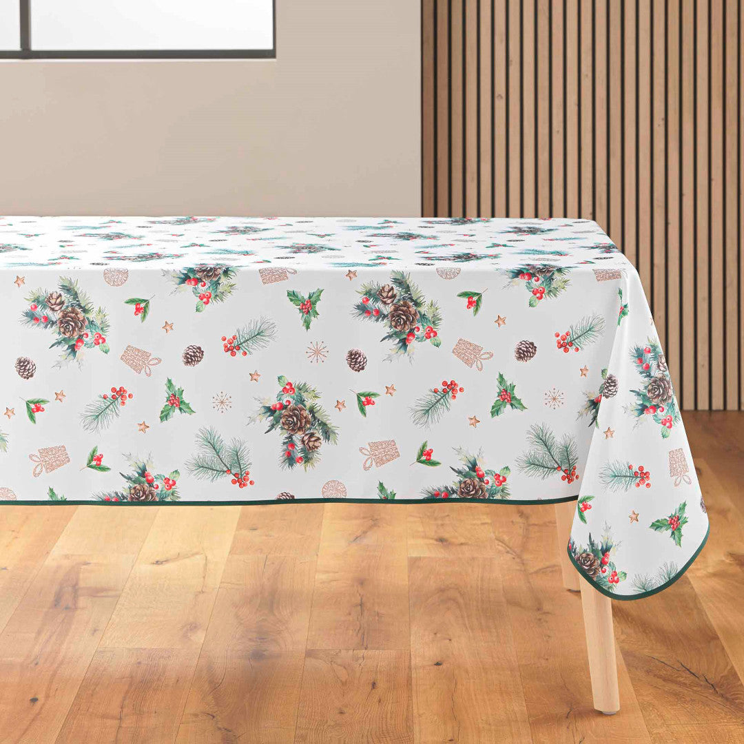 Hollystar 150 x 300 cm, rektangulær juledug med anti-plet, på bord