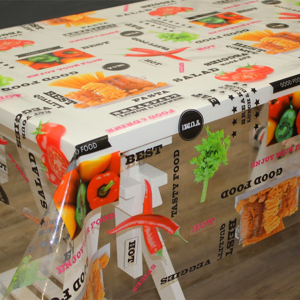 HOT - Gennemsigtig voksdug med madvare i friske farver