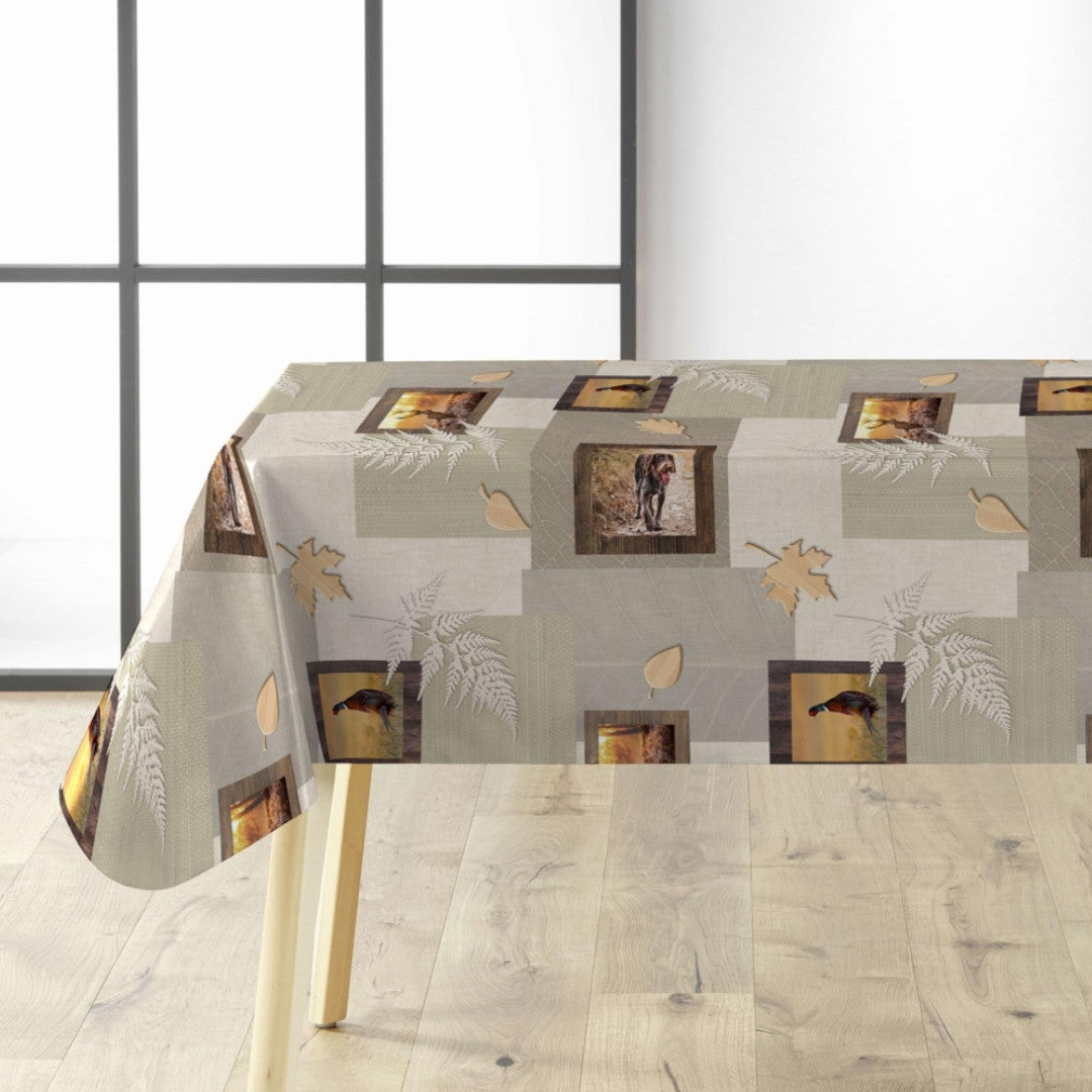 Hunting Mind - voksdug med kronvildt og jagtmotiver, på bord