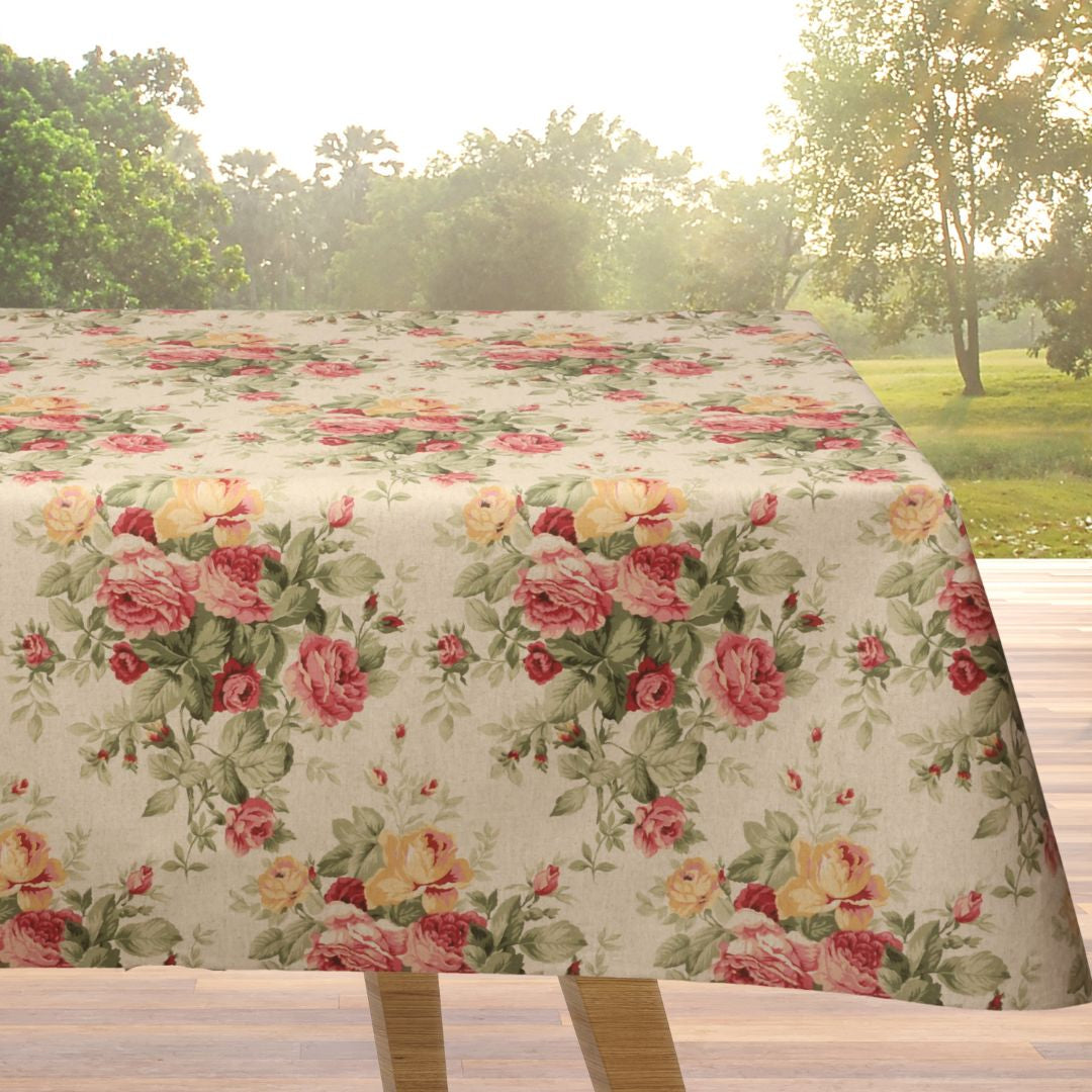 Il Splendore della Peonia - Akryldug i hørlook med Pæoner